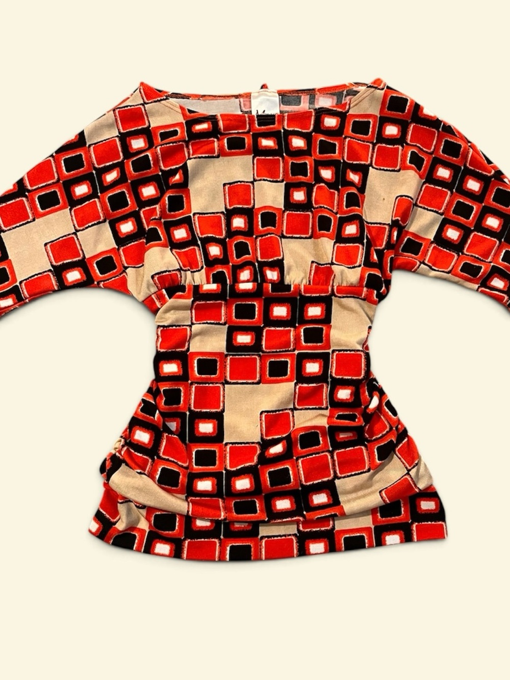 monaco Red and Beige Geometric Tunic